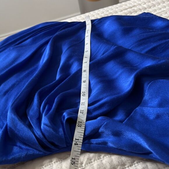 Bardot Dress Womens Large Blue Spaghetti Strap Asymmetric Hem Minidress - Picture 7 of 8